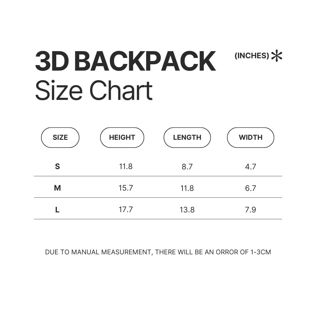 3D Backpack Size Chart - Genshin Merch