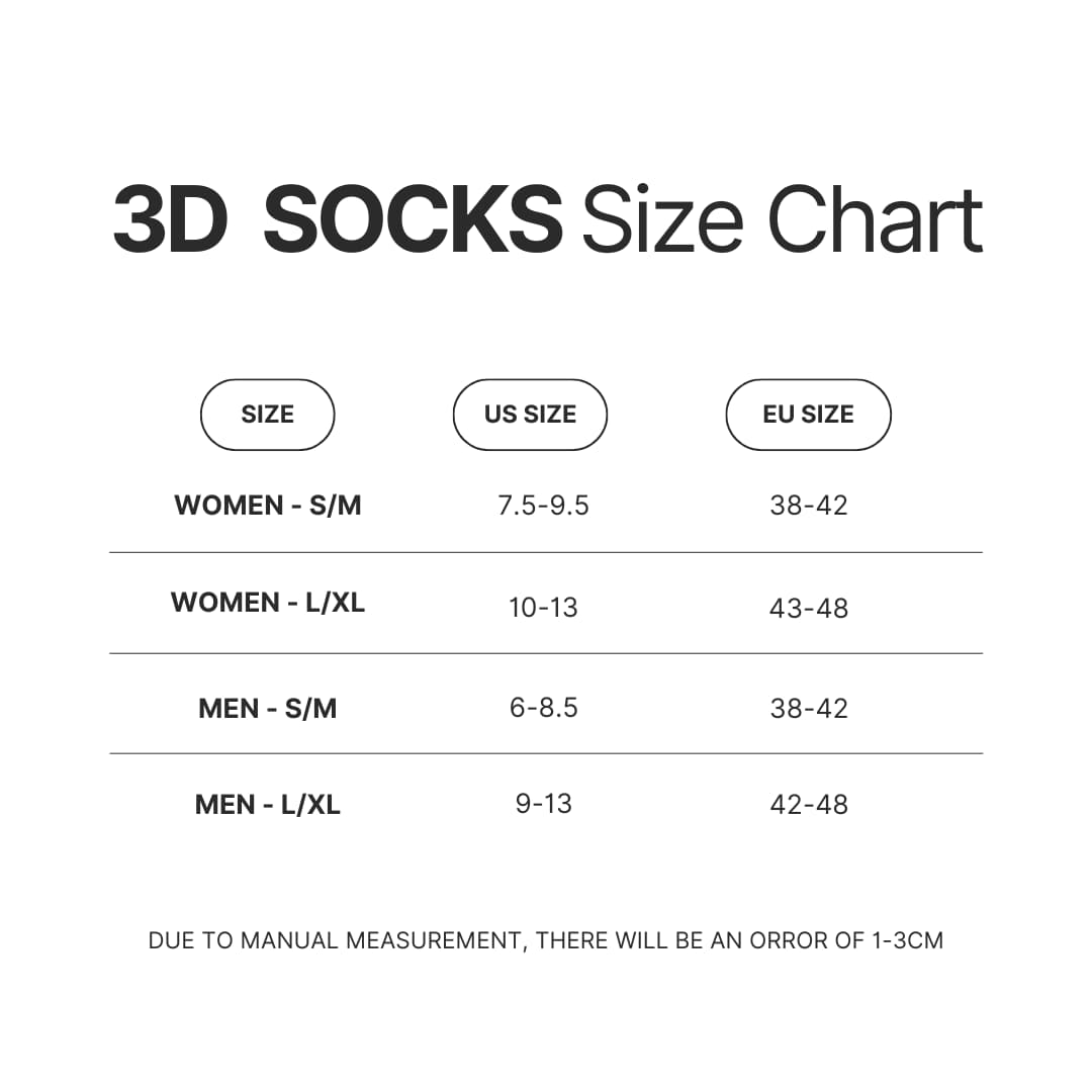 3D Socks Size Chart - Genshin Merch