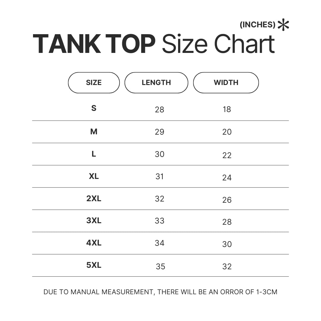 Tank Top Size Chart - Genshin Merch