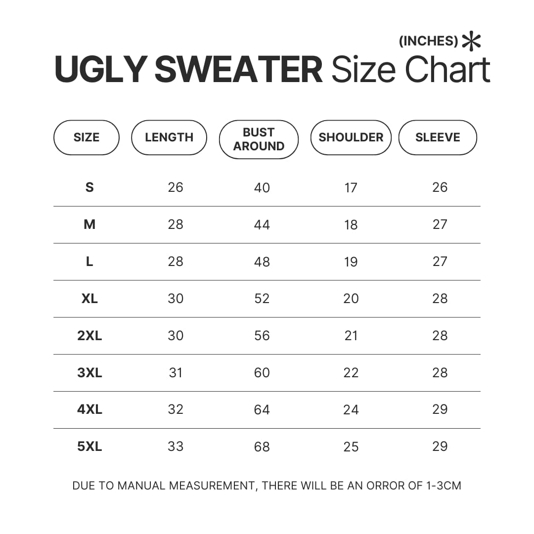 Ugly Sweater Size Chart - Genshin Merch